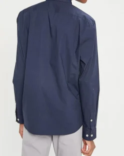 Chemise manches longues Poplin Sf Poche bleu marine