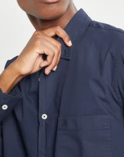 Chemise manches longues Poplin Sf Poche bleu marine