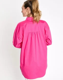 Chemise manches longues poches oversize rose vif