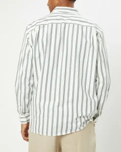 Chemise manches longues Rayée Poche blanc/noir