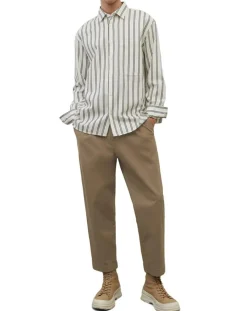 Chemise manches longues Rayée Poche blanc/noir