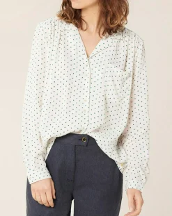 Chemise Massonne à pois écrue