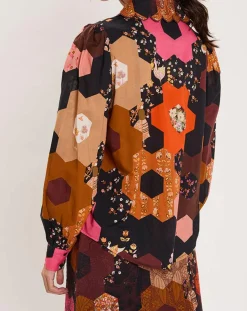 Chemise Médiéval Patchwork imprimée multicolore