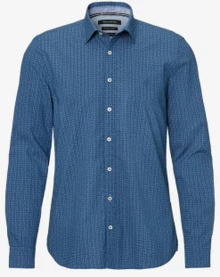 Chemise Micro Motif Velours bleu foncé