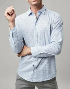 Chemise Micro Motif Vélo blanc/bleu