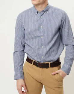 Chemise motifs texturés regular fit bleu/blanc