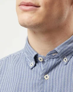 Chemise motifs texturés regular fit bleu/blanc