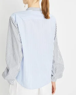 Chemise multi rayures blanc/bleu