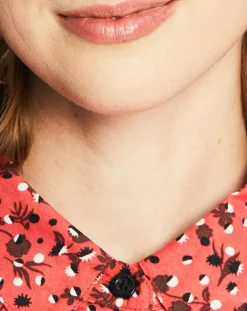 Chemise Oversize en Coton Bio mélangé imprimée rouge