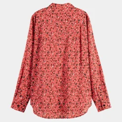 Chemise Oversize en Coton Bio mélangé imprimée rouge