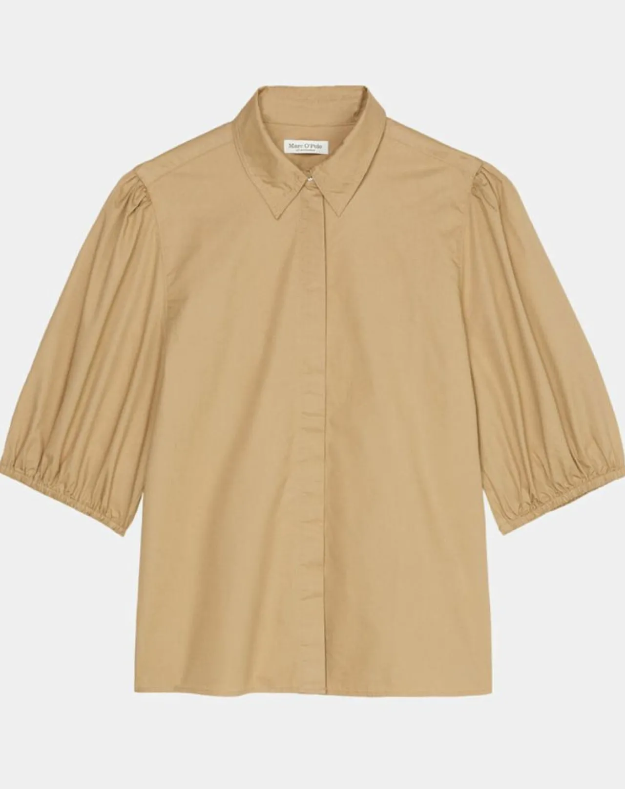 Chemise paperbag pinces manches 3/4 beige