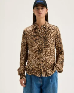 Chemise Pekin léopard marron