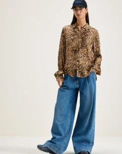 Chemise Pekin léopard marron