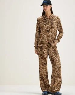 Chemise Pekin léopard marron