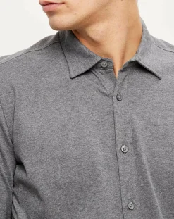 Chemise Polo en Jersey gris chiné