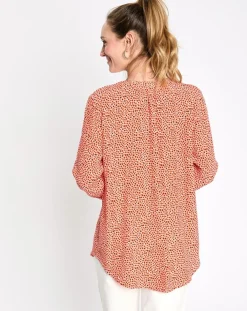 Chemise print micro fleurs orange