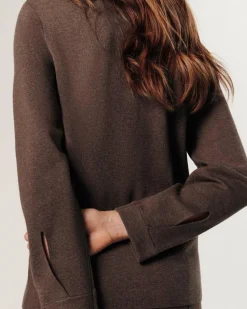 Chemise Rachida poches poitrine marron havane