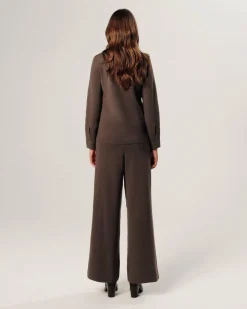 Chemise Rachida poches poitrine marron havane