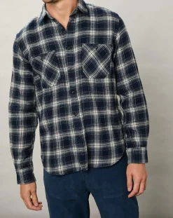 Chemise regular en Flanelle Pocket à carreaux gris/marine