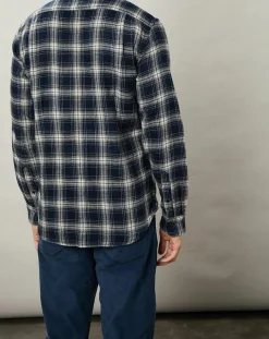 Chemise regular en Flanelle Pocket à carreaux gris/marine