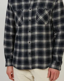 Chemise regular en Flanelle Pocket à carreaux gris/marine