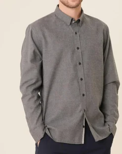 Chemise regular en Flanelle Leroy gris chiné