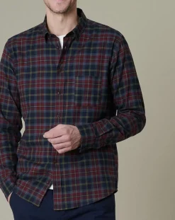 Chemise regular en Twill Dayan à carreaux cerise/vert