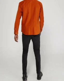 Chemise regular en Velours milleraies orange