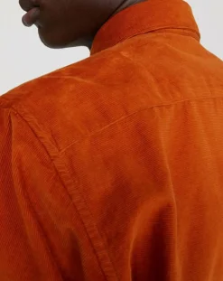 Chemise regular en Velours milleraies orange