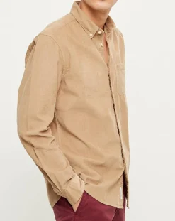 Chemise regular en Velours milleraies beige