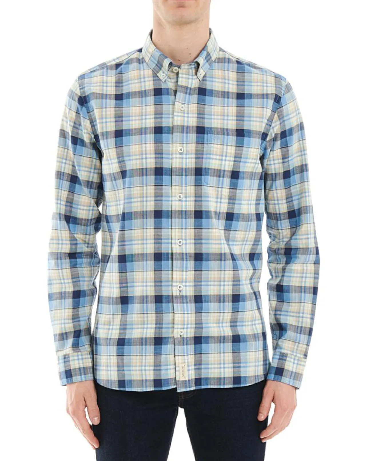 Chemise Regular Fit à carreaux beige/bleu