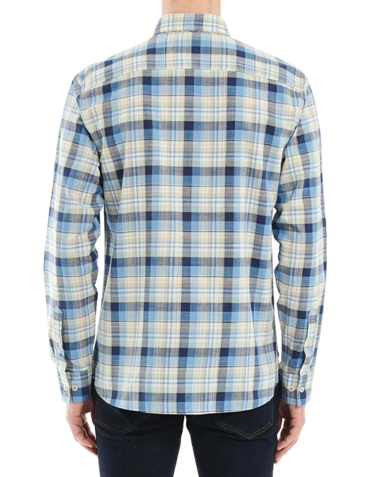 Chemise Regular Fit à carreaux beige/bleu