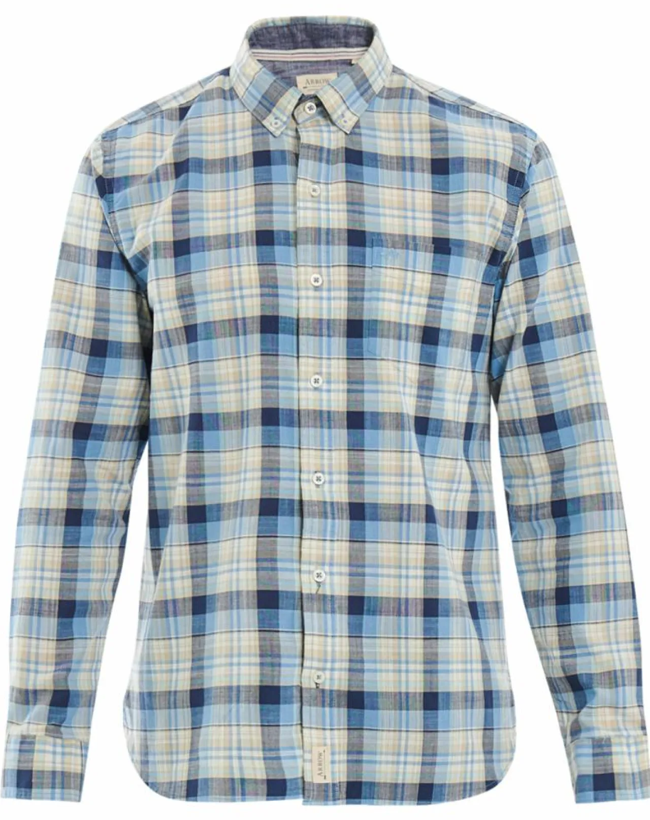 Chemise Regular Fit à carreaux beige/bleu