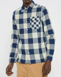 Chemise Regular Fit à carreaux bleu/écru