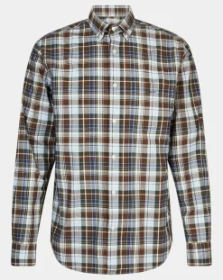 Chemise Regular Fit à imprimé Tartan marron/mulitcolore
