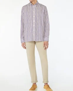 Chemise Regular Fit à rayures bleu/rouge