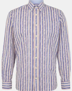 Chemise Regular Fit à rayures bleu/rouge