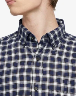 Chemise Regular Fit en Flanelle Moy à carreaux bleu/gris