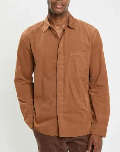 Chemise Regular Fit en Velours milleraies marron
