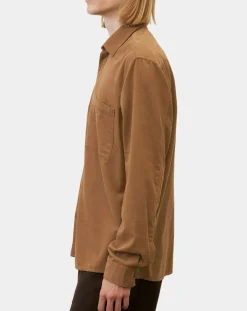 Chemise Regular Fit en Velours milleraies marron