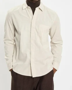 Chemise Regular Fit en Velours milleraies écrue