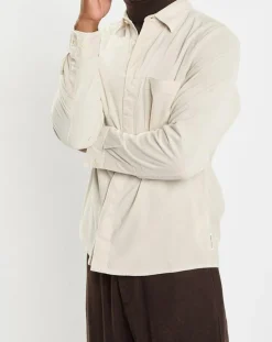 Chemise Regular Fit en Velours milleraies écrue