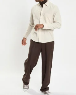 Chemise Regular Fit en Velours milleraies écrue