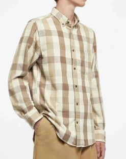Chemise Regular Fit Moy à carreaux écru/marron