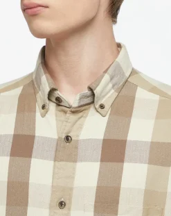 Chemise Regular Fit Moy à carreaux écru/marron