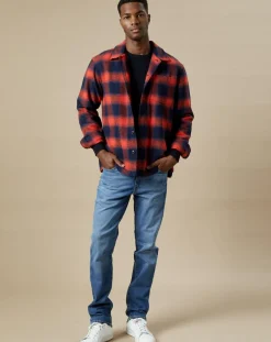 Chemise regular Goney à carreaux rouge/marine