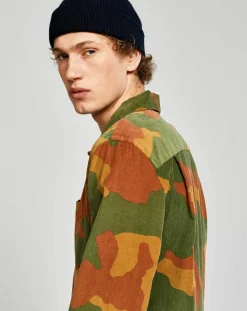 Chemise regular Goney imprimé militaire vert/orange