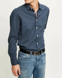 Chemise regular imprimée allover bleu marine