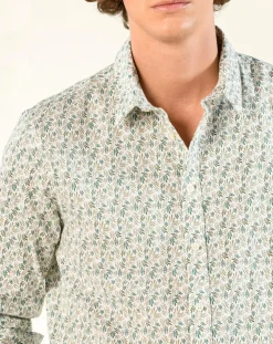 Chemise regular Nancy en Popeline imprimée blanc /multicolore