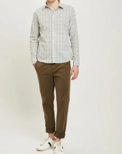 Chemise regular Nancy en Popeline imprimée blanc /multicolore